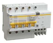Выключатель автоматический дифференциальный АД14 4п 16А C 10мА тип AC (5 мод) | код. MAD10-4-016-C-010 | IEK 